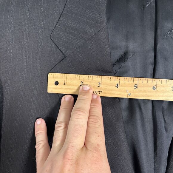 Canali Blazer Suit Jacket Men’s Size 46R Black Gray Stripes Super 200s Harrods - Picture 6 of 16